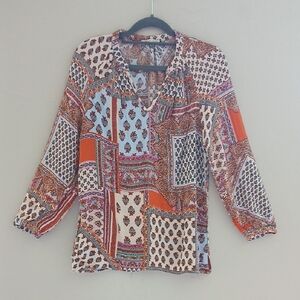 Christian Siriano Multicolor Patchwork Blouse Sz S‎